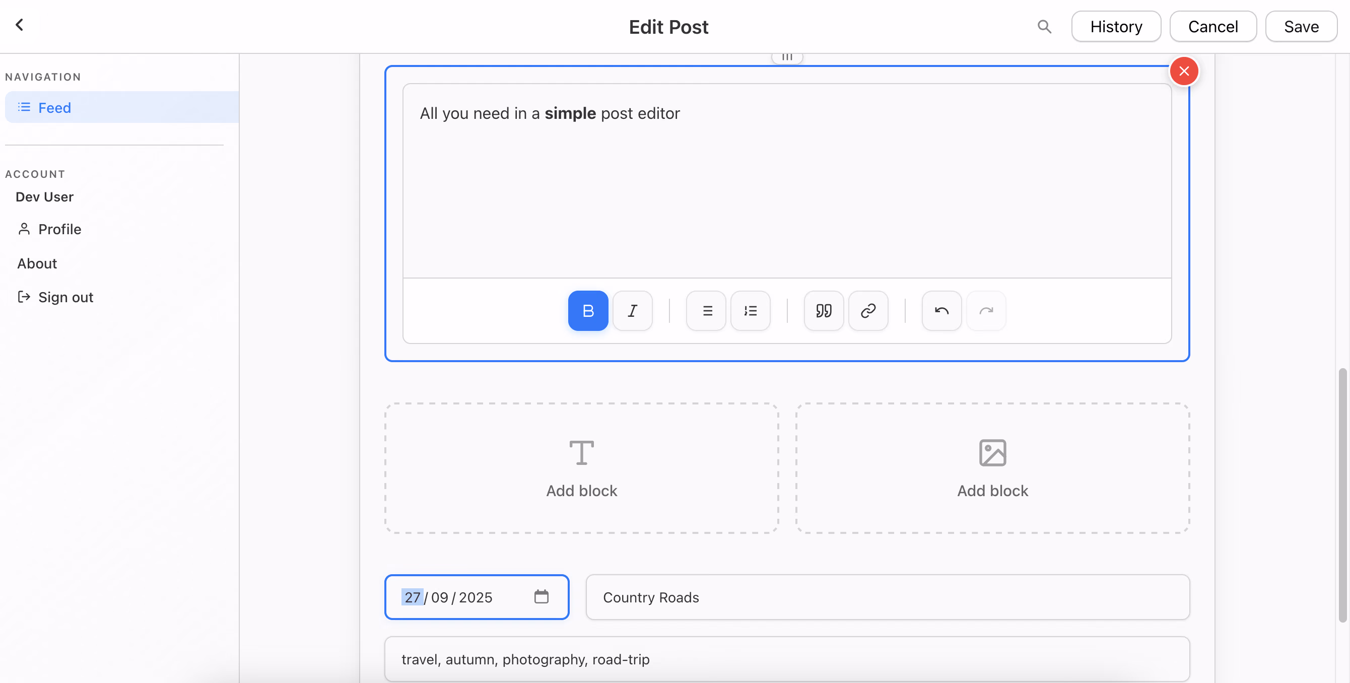 Desktop editing workflow showing a post draft being refined.